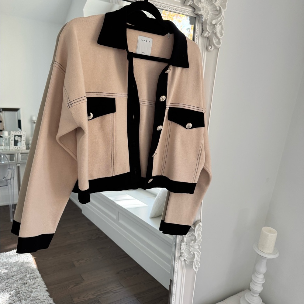 Sandro Beige and Black Women's Blazer